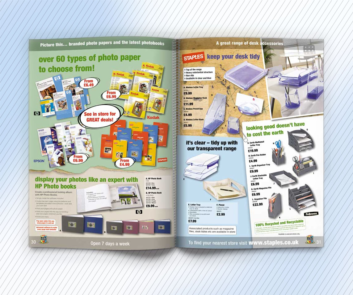 Staples Back to School catalogue inside spread design
